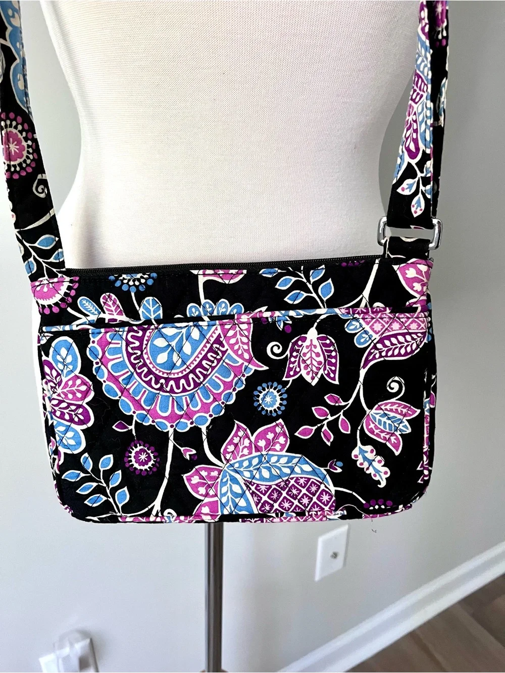 Vera Bradley Alpine Floral Crossbody Bag with Pink & Blue Accents